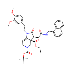 CCOC(=O)[C@@]12CN(C(=O)OC(C)(C)C)CC=C1N(CCc1ccc(OC)c(OC)c1)C(=O)[C@H]2CC(=O)NCc1cccc2ccccc12 ZINC000222921699