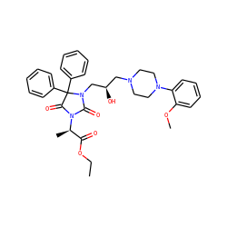 CCOC(=O)[C@@H](C)N1C(=O)N(C[C@H](O)CN2CCN(c3ccccc3OC)CC2)C(c2ccccc2)(c2ccccc2)C1=O ZINC000064549204