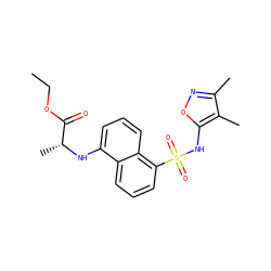 CCOC(=O)[C@@H](C)Nc1cccc2c(S(=O)(=O)Nc3onc(C)c3C)cccc12 ZINC000013741055