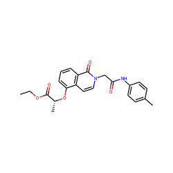 CCOC(=O)[C@@H](C)Oc1cccc2c(=O)n(CC(=O)Nc3ccc(C)cc3)ccc12 ZINC000002712270