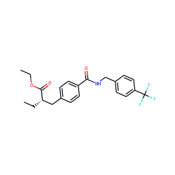 CCOC(=O)[C@@H](CC)Cc1ccc(C(=O)NCc2ccc(C(F)(F)F)cc2)cc1 ZINC000653801363