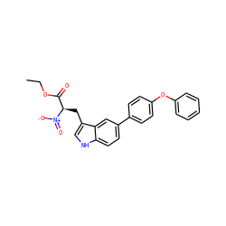 CCOC(=O)[C@@H](Cc1c[nH]c2ccc(-c3ccc(Oc4ccccc4)cc3)cc12)[N+](=O)[O-] ZINC000146723988