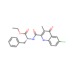 CCOC(=O)[C@@H](Cc1ccccc1)NC(=O)c1[nH]c2ccc(Cl)cc2c(=O)c1C ZINC001772656499