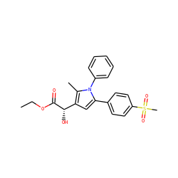 CCOC(=O)[C@@H](O)c1cc(-c2ccc(S(C)(=O)=O)cc2)n(-c2ccccc2)c1C ZINC000040954903