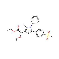 CCOC(=O)[C@@H](OCC)c1cc(-c2ccc(S(C)(=O)=O)cc2)n(-c2ccccc2)c1C ZINC000040431073