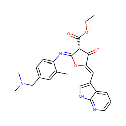 CCOC(=O)[C@@H]1C(=O)/C(=C/c2c[nH]c3ncccc23)O/C1=N\c1ccc(CN(C)C)cc1C ZINC000221218438