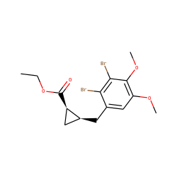 CCOC(=O)[C@@H]1C[C@@H]1Cc1cc(OC)c(OC)c(Br)c1Br ZINC001772610834