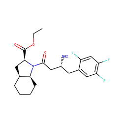 CCOC(=O)[C@@H]1C[C@@H]2CCCC[C@@H]2N1C(=O)C[C@H](N)Cc1cc(F)c(F)cc1F ZINC000299822671