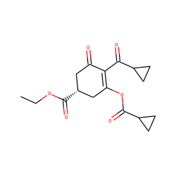 CCOC(=O)[C@@H]1CC(=O)C(C(=O)C2CC2)=C(OC(=O)C2CC2)C1 ZINC000013488251