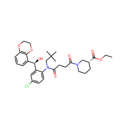 CCOC(=O)[C@@H]1CCCN(C(=O)CCC(=O)N(CC(C)(C)C)c2ccc(Cl)cc2[C@H](O)c2cccc3c2OCCO3)C1 ZINC000066076048