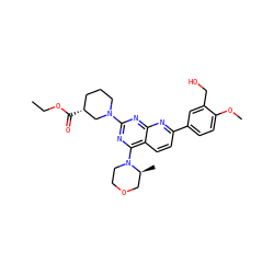 CCOC(=O)[C@@H]1CCCN(c2nc(N3CCOC[C@@H]3C)c3ccc(-c4ccc(OC)c(CO)c4)nc3n2)C1 ZINC000139046437