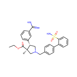 CCOC(=O)[C@]1(C)CN(Cc2ccc(-c3ccccc3S(N)(=O)=O)cc2)C[C@H]1c1cccc(C(=N)N)c1 ZINC000028223010