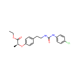 CCOC(=O)[C@H](C)Oc1ccc(CCNC(=O)Nc2ccc(Cl)cc2)cc1 ZINC000653858793