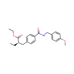 CCOC(=O)[C@H](CC)Cc1ccc(C(=O)NCc2ccc(OC)cc2)cc1 ZINC000653807482
