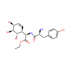 CCOC(=O)[C@H](NC(=O)[C@@H](N)Cc1ccc(O)cc1)[C@@H]1C=C[C@H](O)[C@H](O)[C@H]1O ZINC000026505851