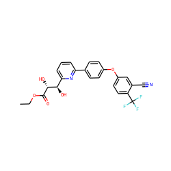 CCOC(=O)[C@H](O)[C@H](O)c1cccc(-c2ccc(Oc3ccc(C(F)(F)F)c(C#N)c3)cc2)n1 ZINC000205473752