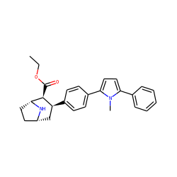 CCOC(=O)[C@H]1[C@@H](c2ccc(-c3ccc(-c4ccccc4)n3C)cc2)C[C@@H]2CC[C@H]1N2 ZINC000027527297