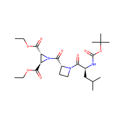 CCOC(=O)[C@H]1[C@H](C(=O)OCC)N1C(=O)[C@H]1CCN1C(=O)[C@H](CC(C)C)NC(=O)OC(C)(C)C ZINC000036178691