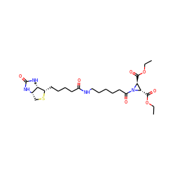 CCOC(=O)[C@H]1[C@H](C(=O)OCC)N1C(=O)CCCCCNC(=O)CCCC[C@@H]1SC[C@@H]2NC(=O)N[C@H]12 ZINC000036178685