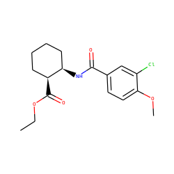 CCOC(=O)[C@H]1CCCC[C@H]1NC(=O)c1ccc(OC)c(Cl)c1 ZINC000147023622