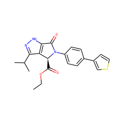 CCOC(=O)[C@H]1c2c(C(C)C)n[nH]c2C(=O)N1c1ccc(-c2ccsc2)cc1 ZINC000096177191