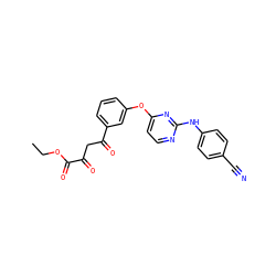 CCOC(=O)C(=O)CC(=O)c1cccc(Oc2ccnc(Nc3ccc(C#N)cc3)n2)c1 ZINC001772627973