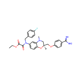 CCOC(=O)C(=O)N(Cc1ccc(F)cc1)c1ccc2c(c1)N(C)C[C@@](C)(COc1ccc(C(=N)N)cc1)O2 ZINC000072177698
