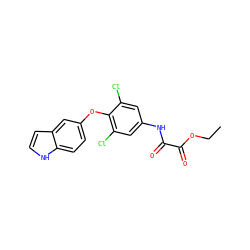 CCOC(=O)C(=O)Nc1cc(Cl)c(Oc2ccc3[nH]ccc3c2)c(Cl)c1 ZINC000028347761