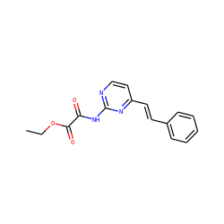 CCOC(=O)C(=O)Nc1nccc(/C=C/c2ccccc2)n1 ZINC000058487486