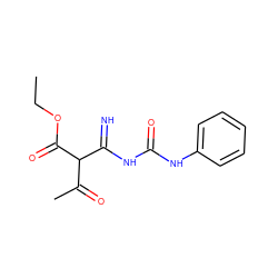 CCOC(=O)C(C(=N)NC(=O)Nc1ccccc1)C(C)=O ZINC000016511518