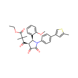 CCOC(=O)C(C)(C)C(=O)[C@@H]1C(=O)C(=O)N(c2ccc(-c3csc(C)c3)cc2)[C@@H]1c1ccccc1OC ZINC000169696297