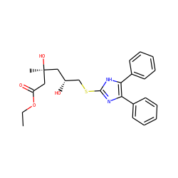 CCOC(=O)C[C@@](C)(O)C[C@@H](O)CSc1nc(-c2ccccc2)c(-c2ccccc2)[nH]1 ZINC000013730506
