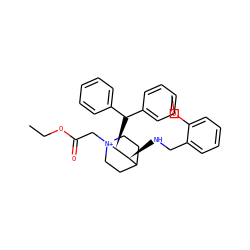 CCOC(=O)C[N+]12CCC(CC1)[C@H](NCc1ccccc1OC)[C@@H]2C(c1ccccc1)c1ccccc1 ZINC000036323570