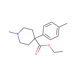 CCOC(=O)C1(c2ccc(C)cc2)CCN(C)CC1 ZINC000013610055
