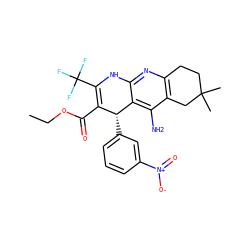 CCOC(=O)C1=C(C(F)(F)F)Nc2nc3c(c(N)c2[C@@H]1c1cccc([N+](=O)[O-])c1)CC(C)(C)CC3 ZINC000206143166