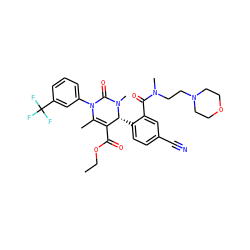 CCOC(=O)C1=C(C)N(c2cccc(C(F)(F)F)c2)C(=O)N(C)[C@@H]1c1ccc(C#N)cc1C(=O)N(C)CCN1CCOCC1 ZINC001772573160