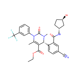 CCOC(=O)C1=C(C)N(c2cccc(C(F)(F)F)c2)C(=O)N(C)[C@@H]1c1ccc(C#N)cc1C(=O)N[C@@H]1CC[C@@H](O)C1 ZINC001772646700