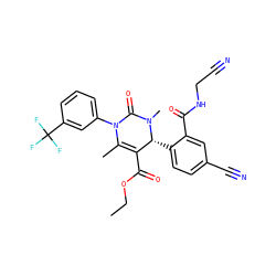 CCOC(=O)C1=C(C)N(c2cccc(C(F)(F)F)c2)C(=O)N(C)[C@@H]1c1ccc(C#N)cc1C(=O)NCC#N ZINC001772595615