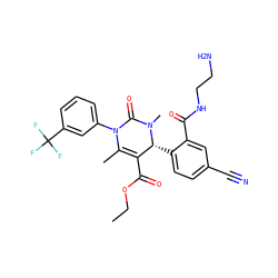 CCOC(=O)C1=C(C)N(c2cccc(C(F)(F)F)c2)C(=O)N(C)[C@@H]1c1ccc(C#N)cc1C(=O)NCCN ZINC001772623119
