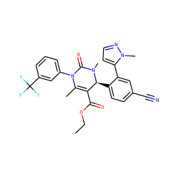 CCOC(=O)C1=C(C)N(c2cccc(C(F)(F)F)c2)C(=O)N(C)[C@H]1c1ccc(C#N)cc1-c1ccnn1C ZINC001772655445