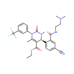 CCOC(=O)C1=C(C)N(c2cccc(C(F)(F)F)c2)C(=O)N(C)[C@H]1c1ccc(C#N)cc1C(=O)NCCN(C)C ZINC001772581678