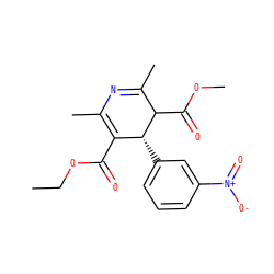 CCOC(=O)C1=C(C)N=C(C)C(C(=O)OC)[C@@H]1c1cccc([N+](=O)[O-])c1 ZINC000100370978