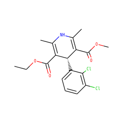 CCOC(=O)C1=C(C)NC(C)=C(C(=O)OC)[C@@H]1c1cccc(Cl)c1Cl ZINC000096942201