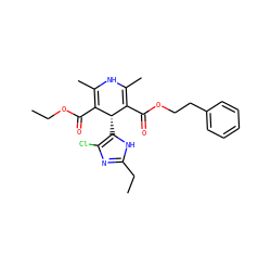 CCOC(=O)C1=C(C)NC(C)=C(C(=O)OCCc2ccccc2)[C@@H]1c1[nH]c(CC)nc1Cl ZINC000035880075