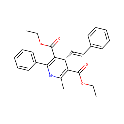 CCOC(=O)C1=C(C)NC(c2ccccc2)=C(C(=O)OCC)[C@@H]1/C=C/c1ccccc1 ZINC000100057435