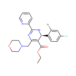 CCOC(=O)C1=C(CN2CCOCC2)N=C(c2ccccn2)N[C@H]1c1ccc(F)cc1Br ZINC001772657364