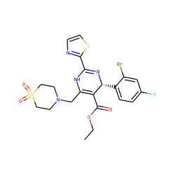 CCOC(=O)C1=C(CN2CCS(=O)(=O)CC2)NC(c2nccs2)=N[C@@H]1c1ccc(F)cc1Br ZINC001772609619