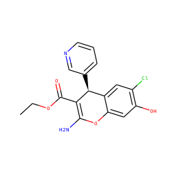 CCOC(=O)C1=C(N)Oc2cc(O)c(Cl)cc2[C@@H]1c1cccnc1 ZINC000103251853