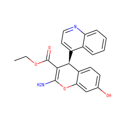 CCOC(=O)C1=C(N)Oc2cc(O)ccc2[C@@H]1c1ccnc2ccccc12 ZINC000103252981