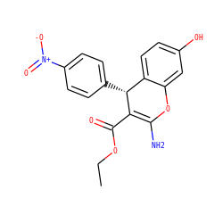CCOC(=O)C1=C(N)Oc2cc(O)ccc2[C@H]1c1ccc([N+](=O)[O-])cc1 ZINC000001226952